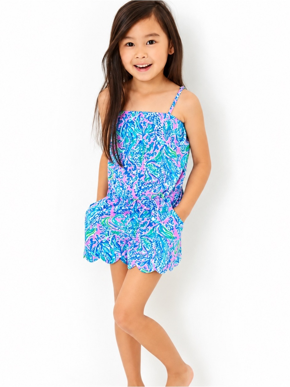 Lilly Pulitzer Girls Jaycee Scalloped Romper